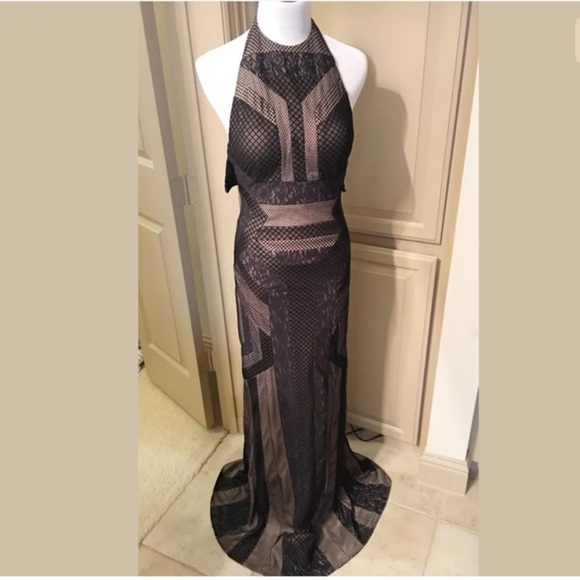 NWT Jovani black lace mermaid gown halter Xs